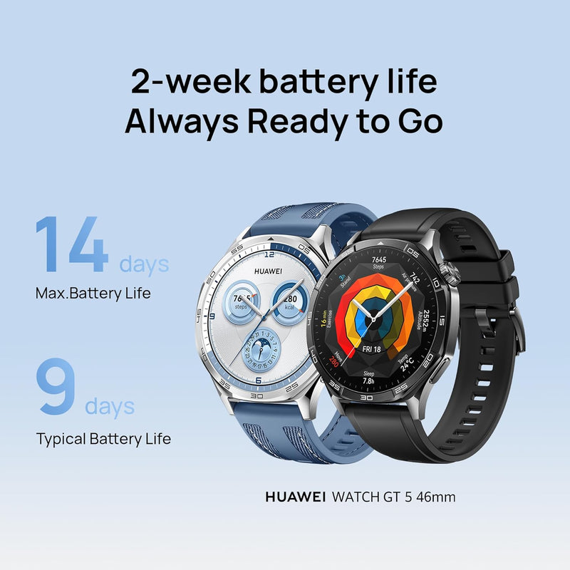 WATCH GT5 46mm Smartwatch, upto14 Days Battery Life,Sharp-Edged Design, Health Tracking, iOS & Android Compatible, HUAWEI Care+, 3 Month Extra warranty, Blue
