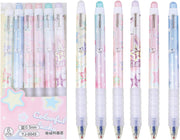 MOZXIRZ 6 Pcs Erasable Gel Ink Retractable Pens 0.5mm Blue Ink for Office School - Cute Aesthetic for Women Girls (Blue Ink-Stars) - Blue Ink-Stars