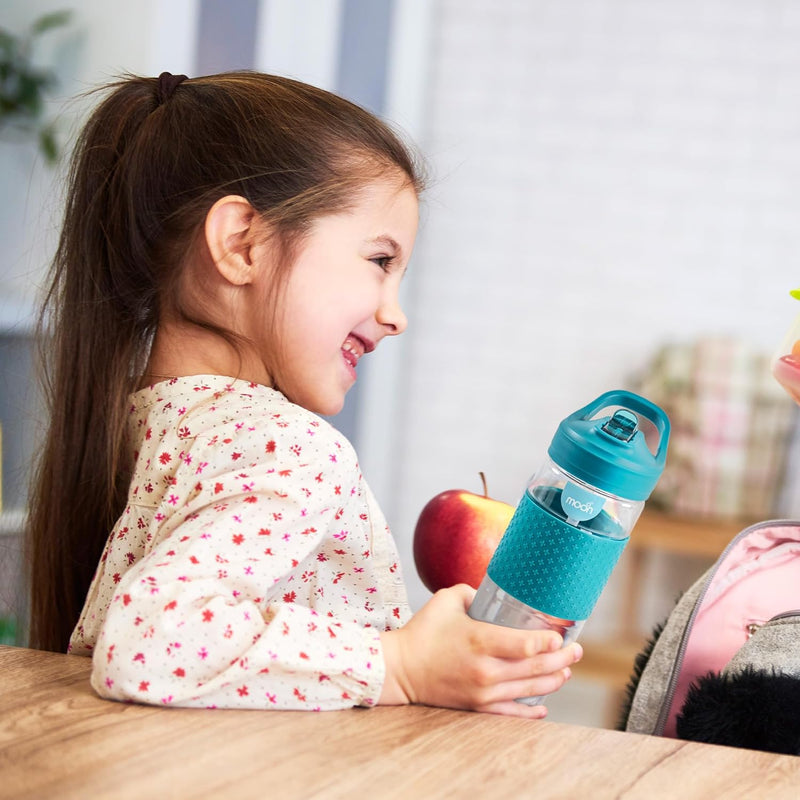 WrinkleFree 700ml Sipper Bottles with silicone sleeve for Kids - Portable for Indoor/Outdoor Activities - SpillProof & Break Resistant - BPAFree- Idea for Children - Blue