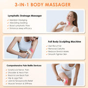 4-in-1 Lymphatic Drainage Massager Anti Cellulite Body Sculpting Device Red Light Heat Vibration, Reduce Cellulite Stretch Marks Fat, for Belly Legs Arms Stomach Pain Relief