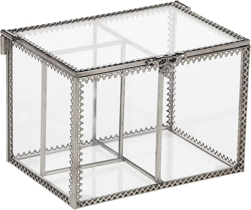 Putwo MakEUp Organizer Vintage 4 Sections Brushes Holder Make Up Storage With Free White Pearls - Cotton Pads Holder