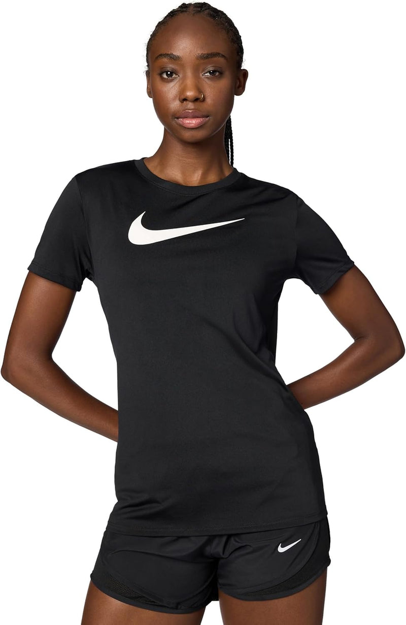 Women W Nk Df Tee Rlgnd Hbr Top - BLACK