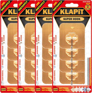 KLAPiT Super Hook Heavy Duty Adhesive, Holds 11 Pounds or 5Kg Weight, Waterproof and Damage Free for Wall, Tile, Wood, Stone, Glass, Metal, Made of Steel (Clear, 4 pc) - 16 pc Gold