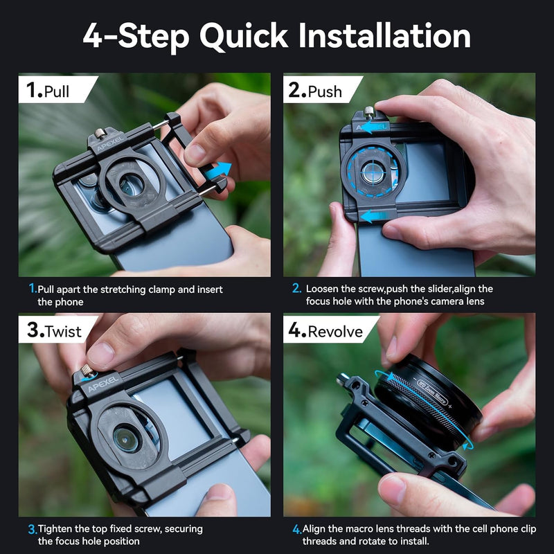 Macro Lens Kit for Smartphone 10-20X Zoom Photography Lens for iPhone and Samsung Galaxy Mobile Phones with Universal Clip HD Optical Glass for Close-up Shots of Nature and Jewelry