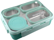 Bento Lunch Boxes, Leak Proof Stainless Steel Lunch Box for Kids, BPA Free Bento for Kids and Adults Tiffin Box for Office and School (Pink, 950 ML, 4 Compartment) - Green 950 ML, 4 Compartment