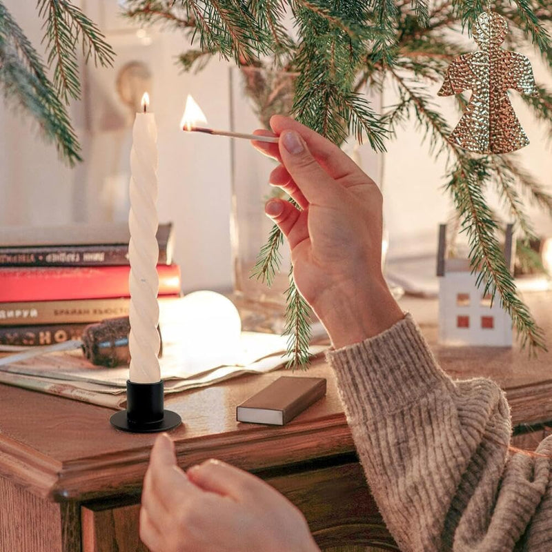 Goodern Taper Candle Holder,4PCS Black Matte Iron Candlestick Holders Table Centerpiece Candlestick Holders Bulk Retro Black Taper Candle Holders for Home Decoration Wedding Anniversary Party Dinner
