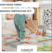 Hamur Home Baby Play Mat Non-slip Play Mat Foldable Crawling Mat Kids Baby Mat 150 X 150 Cm For Kids Room Playroom Washable Machine Washable Kids Carpet (Animals)