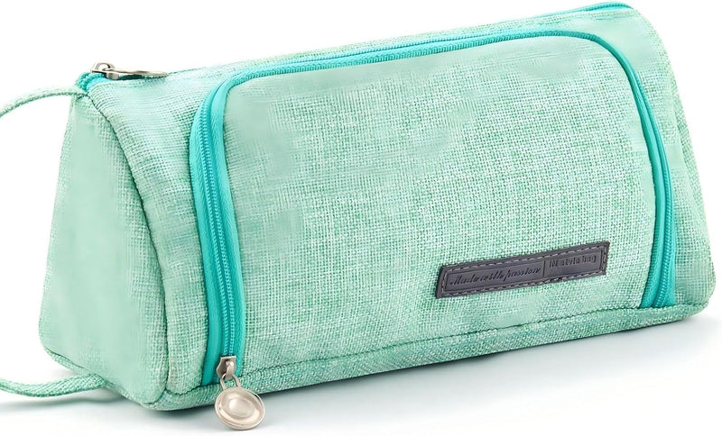 Large Capacity Pencil Case, Kawaii Cute Aesthetic Pencil Pouch Handheld Pen Bag, Canvas Cosmetic Portable Gift for Office School Teen Girl Boy Men Women Adult (Green) - Green1 stylish