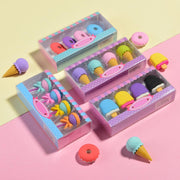 16 Pcs Food Erasers for Kids, 3D Cute Mini Ice Cream Donut Take Apart Erasers, Cool Fun Puzzle Desk Pet Erasers for Girls