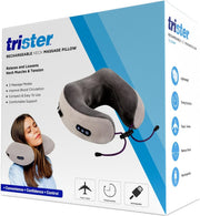 Rechargeable Neck Massage Pillow (TS593NM) 3 Modes (Kneading, Vibration, Combined), 2000 mAh Battery, 10Min AutoShutoff, USBC Input, Includes Carry Bag & Ear Plugs