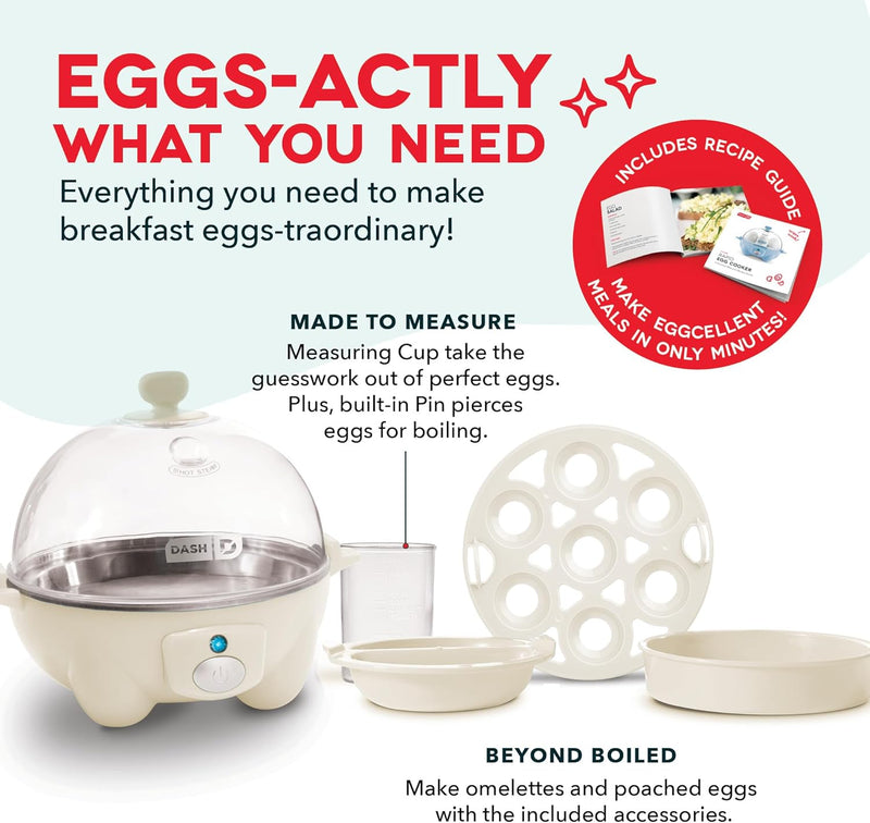 DASH Rapid Egg Cooker: 7 Egg Capacity Electric Egg Cooker for Hard Boiled Eggs, Poached Eggs, Scrambled Eggs, or Omelets with Auto Shut Off Feature - Aqua