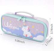 Pencil Case for Girls, Cute Unicorn Pencil Pouch, Large Capacity Washable Canvas Pen Bag, Multifunctional Compartments with Handle for Girls Kids Teens