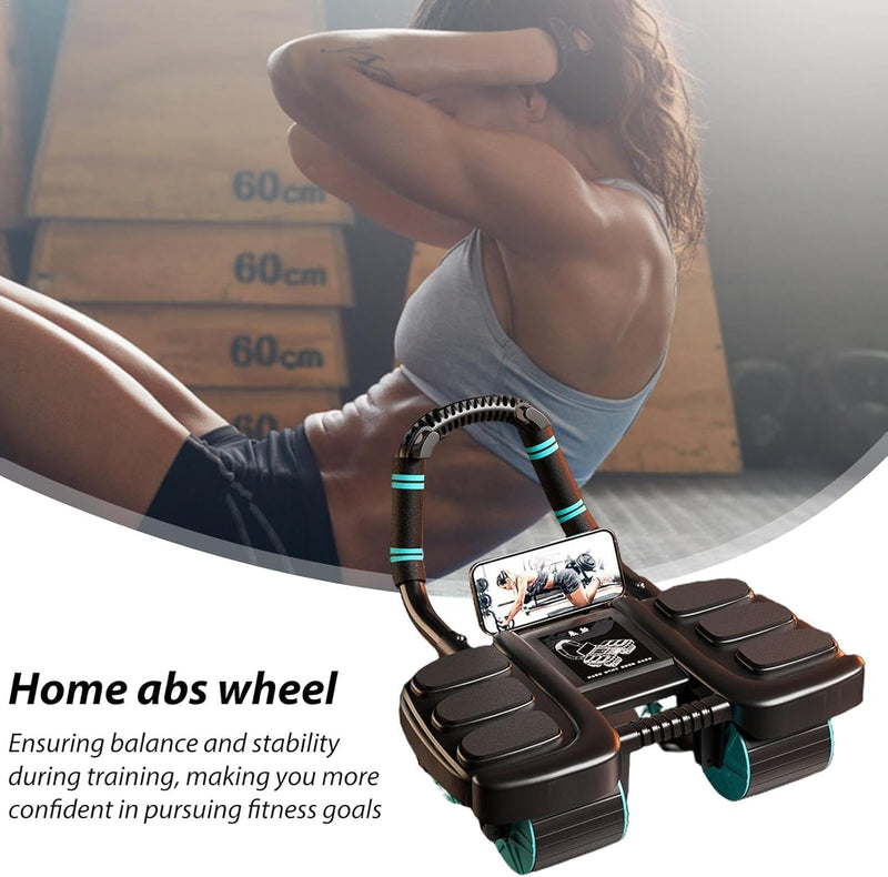 SKY-TOUCH 4-Wheel Automatic Rebound Ab Roller - Ultimate Core Strength Trainer with Elbow Supports, Knee Mat, and Timer for Effective Abs Workouts,36 23 25cm,Black