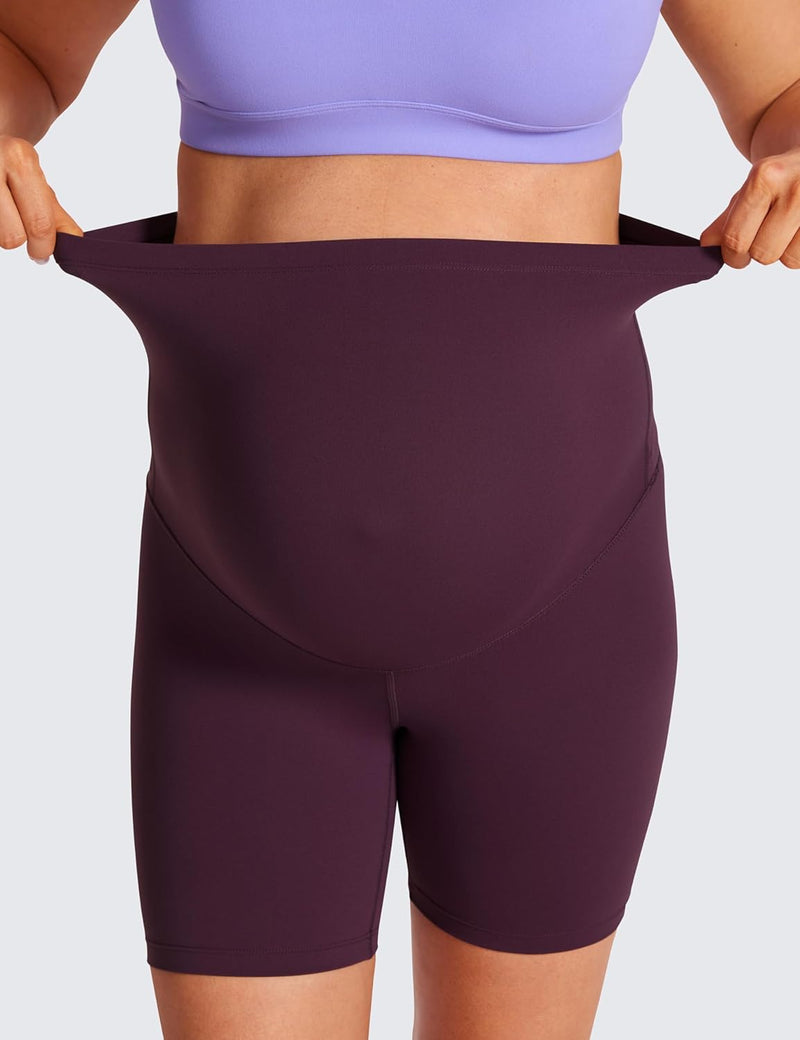 CRZ YOGA Womens Butterluxe Maternity Yoga Biker Shorts Over The Belly 4" / 6" - Pregnancy Workout Running Athletic