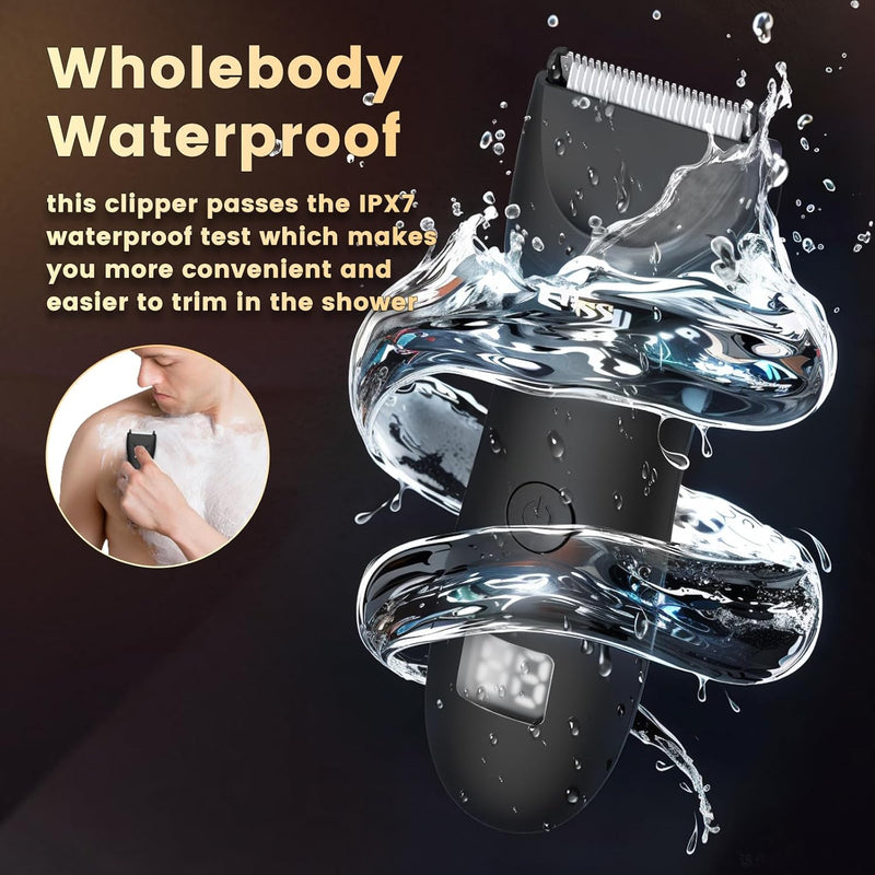 ENSSU Body Trimmer for Men, Electric Manscape Hair Trimmer, Waterproof Ball Trimmer for Chest, Beard, and Pubic Hair with LCD Display, Recharge Dock