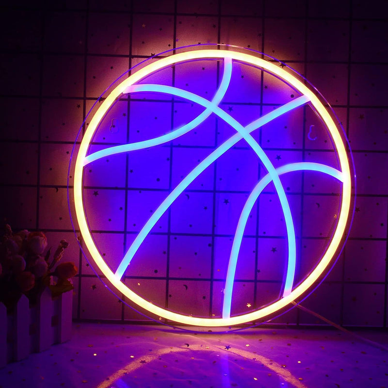 Basketball Neon Sign Basketball Led Neon Light, Dimmable LED Neon Signs for Bar Club Wall Decor, Sports Neon Signs for Room Bedroom Shop Decor, Gift for Christmas Birthday 12.6Ã—11.6 Inch (Blue)