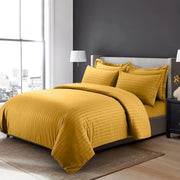 Easy Living Stripe 3Pcs Duvet Cover Set 220x240 cm with 2 Pillow Cases; White Size: Double - 240x260 Brown