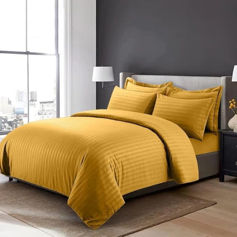 Easy Living Stripe 2Pcs Duvet Cover Set 160x220 cm with Single Pillow Case; White Size: Single - 240x260 Brown