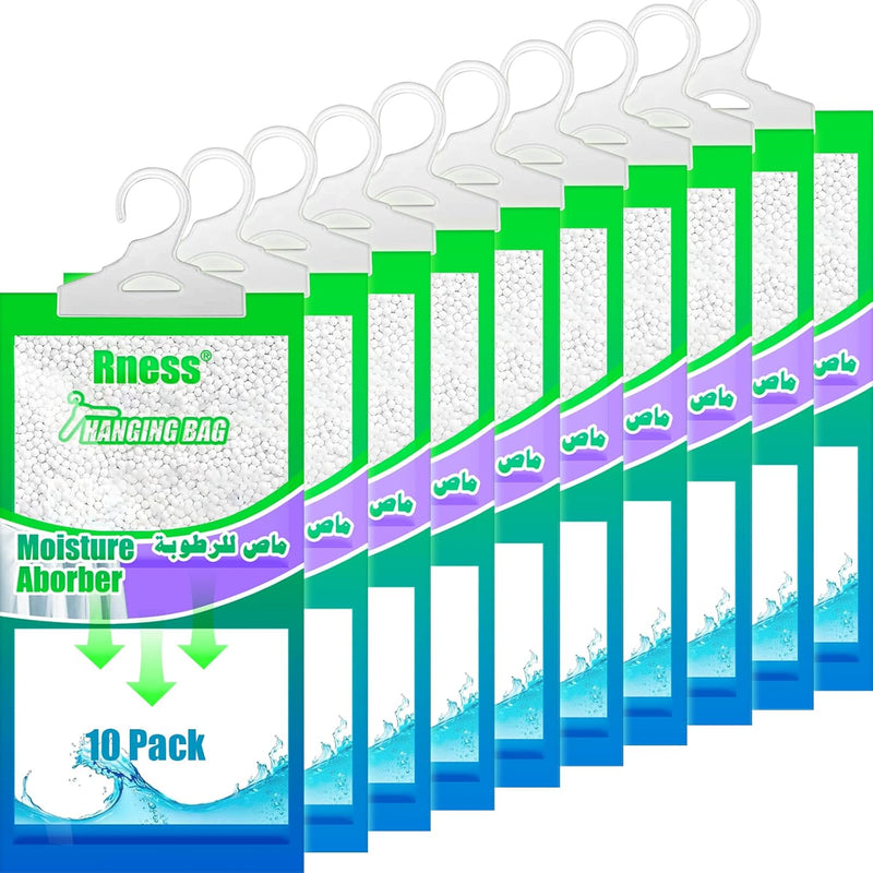 Rness Moisture Absorber Hanging Bag, Moisture Removers, Hanging Closet Dehumidifier Packages, 10 Pack Set