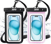 JOTO Universal Waterproof Phone Pouch Cellphone Dry Bag Case for iPhone 17 16 15 14 13 12 11 Pro Max Air Mini Plus Xs XR X 8 7 6S, Galaxy S23 S22 S21 Plus Note, Pixel up to 7" -Black - Black/Pink 2 Packs