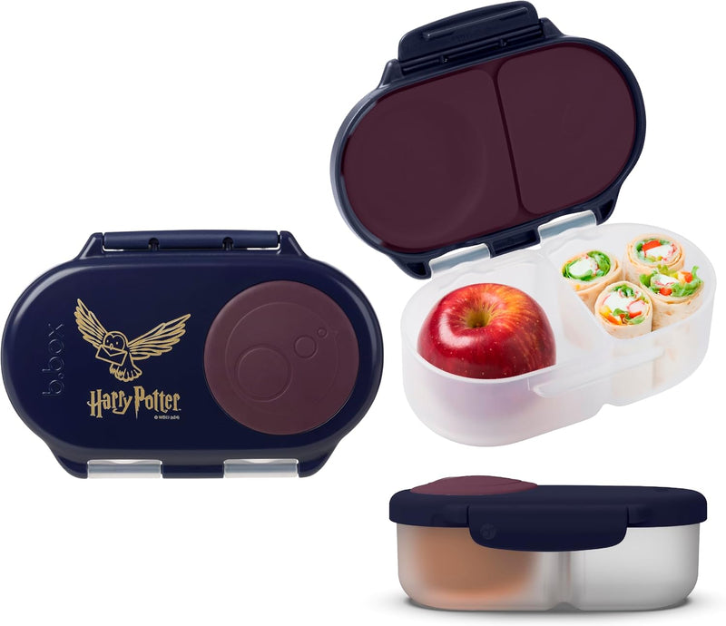 Snackbox Mini Bento Lunch Box with 2 Leakproof Compartments Ideal for Toddlers, Kids Lunch & Snacks Fits Whole Piece of Fruit BPA Free - Blue & Purple