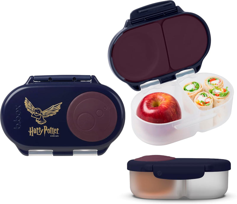 Looney Tunes Snackbox Mini Bento Lunch Box with 2 Leakproof Compartments Ideal for Toddlers, Kids Lunch & Snacks Fits Whole Piece of Fruit BPA Free - Blue & Purple