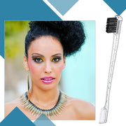Geiserailie 3 Pcs Slick Back Hair Brush Set Bristle Brush Edge Control Teasing Comb for Women Black Hair(Black)