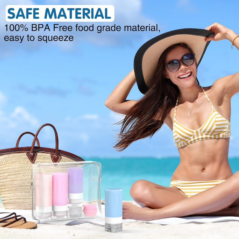 Travel Bottles for Toiletries - 16 Pcs Silicone Travel Size Containers - TSA Approved, Squeezable and Leak Proof Travel Accessories, BPA Free Refillable Bottles for Cosmetic Shampoo Conditioner Lotion