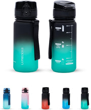 Water Bottle for Kids & Adults,500ML, 350ML -USA Tritan Material, Non-Toxic BPA Free, Fast Flow, Flip Top Leak Proof Lid. (Black/Green, 350ML) - Black/Green