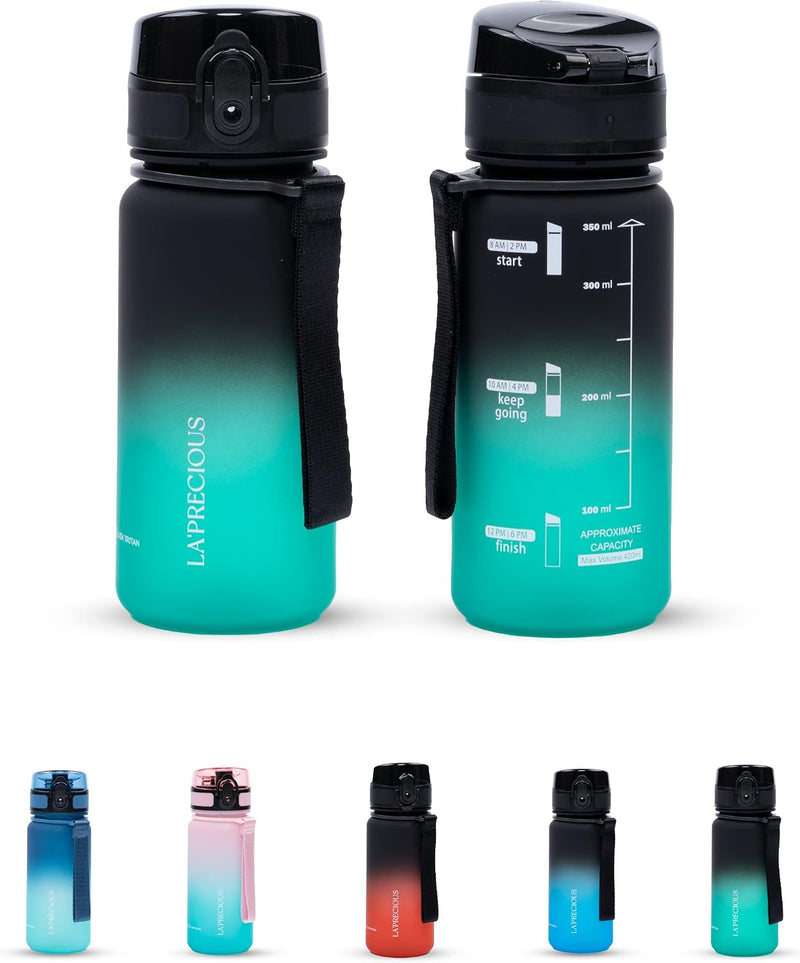 Water Bottle for Kids & Adults,500ML, 350ML -USA Tritan Material, Non-Toxic BPA Free, Fast Flow, Flip Top Leak Proof Lid. (Black/Green, 350ML) - Black/Green