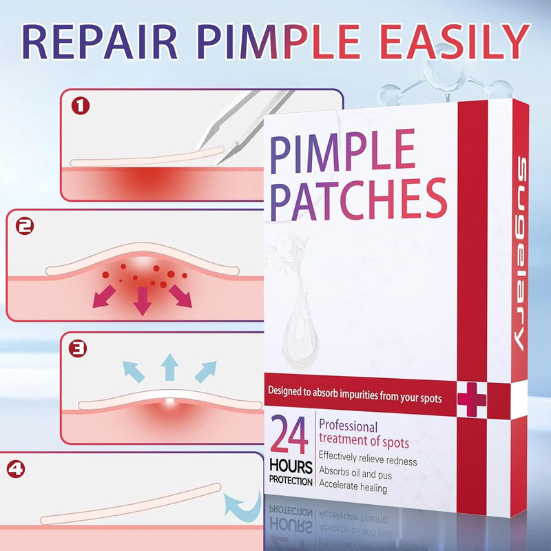 Sugelary 252 Pcs Pimple Spot Patches, Day and Night Use 2 In 1 Natural Invisible Hydrocolloid Spot Mighty Patches Dots for Spot Absorbing Patches for Face
