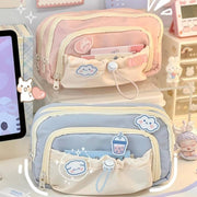 X spring Kawaii Pencil Case, Large Capacity Aesthetic Stationery Organizer, Durable Zipper Pouch for School Supplies, Cute Desk Storage Bag for Students, Teens and Artists at Home Office