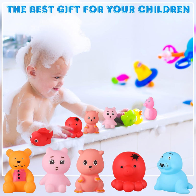 Chivao 50 Pcs Baby Bath Toys Bulk Infant Bath Toys Water Float Squeak Rubber Animal Toys Bathtub Pool Toy for Toddlers Kids Bath Time Shower Party Favors Birthday Gifts (Jungle Style)