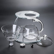 Unbreakable Glass Teapot Set, 340ml Semi-Automatic Rotating Kungfu Tea Pot with Infuser, Borosilicate Glass Drip Teapot for Home, Tea House, Restaurant, Chinese Tea Ceremony