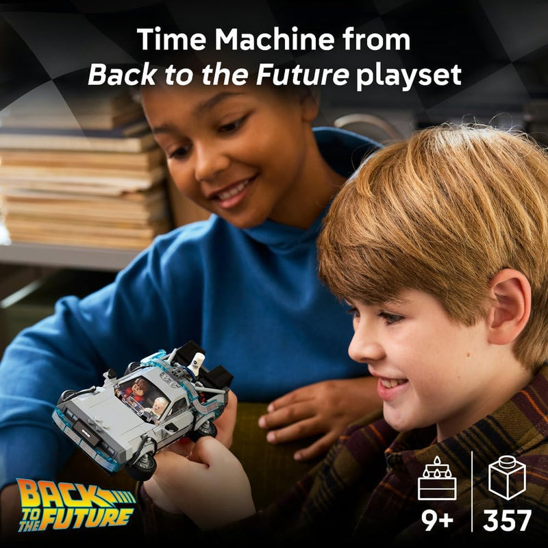 Speed Champions Time Machine from Back to the Future Toy - Car Model Kit w/Doc Brown & Marty McFly Minifigures - Gift for 9+ Year Old Boys, Girls & Movie Fans - 77256