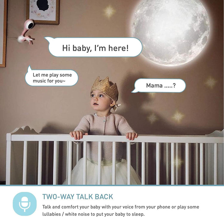 Lollipop Baby Monitor with True Crying Detection (Cotton Candy) - Smart WiFi Baby Camera - Camera with Video, Audio and Sleep Tracking Bundled with Portable Pacifier Holder