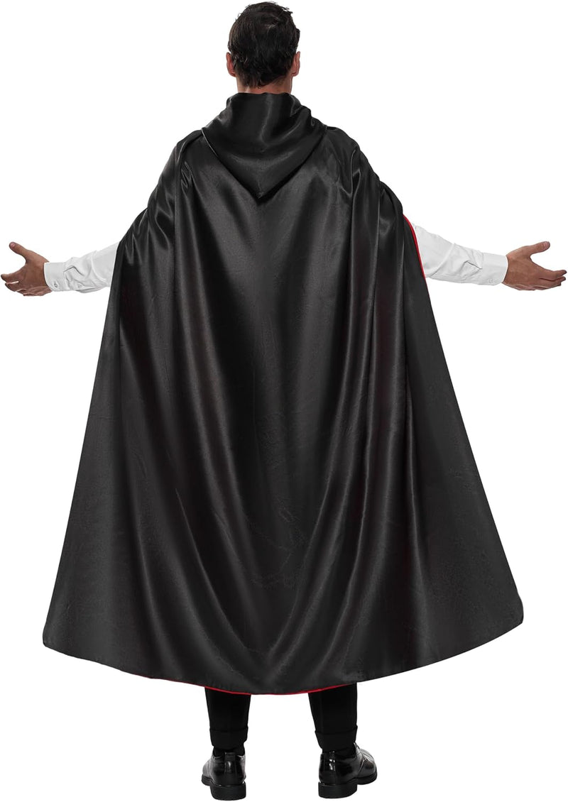 Spooktacular Creations JOYIN Adult Unisex Vampire Costume Set with Reversible Hooded Cape Cloak and Tattoo Scar for Halloween Costume Party, Dracula Theme Party and Transylvania Costume