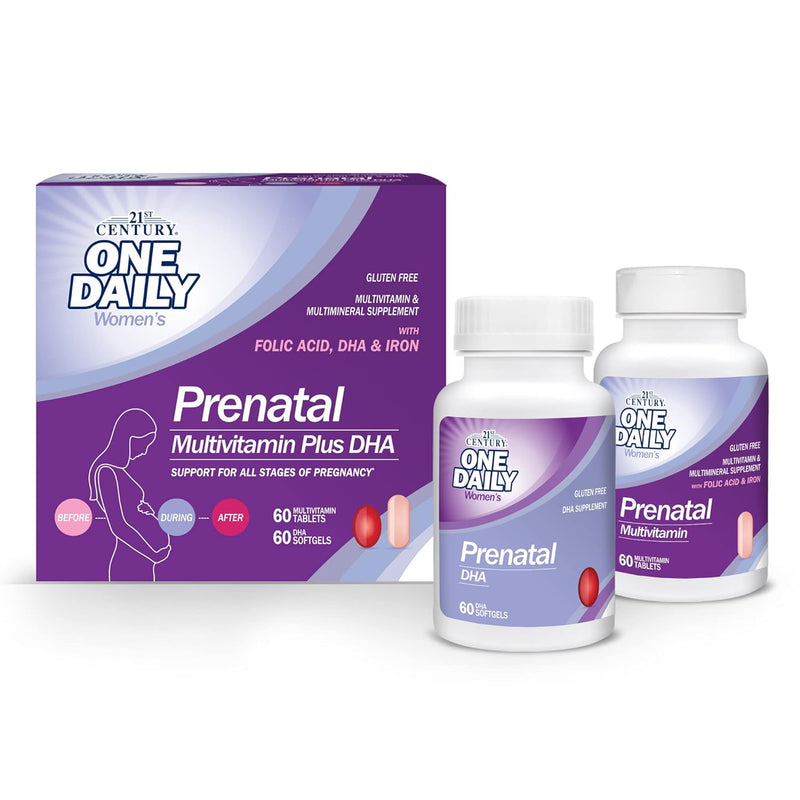 21st Century Prenatal Multivitamin/Mineral + DHA 60 Tablets / 60 Softgels Bottles 2's