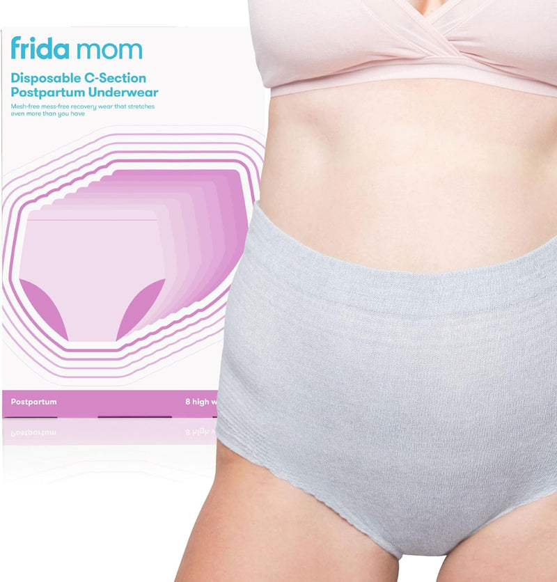 Disposable Postpartum Underwear (Without pad) Super Soft, Stretchy, Breathable, Wicking, Latex-Free, Boyshort Cut Regular (8 Count) - Grey M