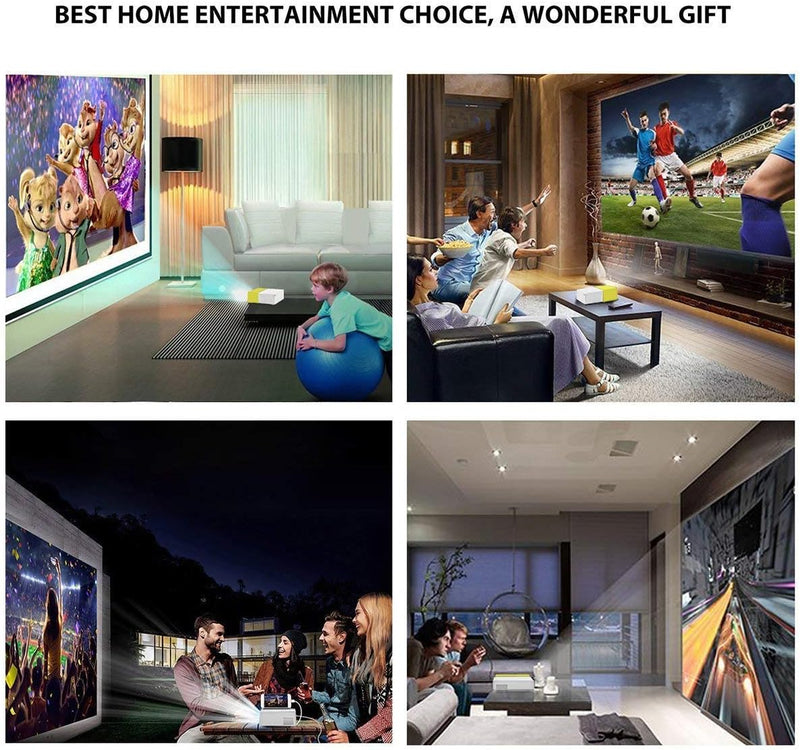 Diyeeni Mini Projector,1080P Full HD LED Video Projector Home Theater Beamer,Indoor&Outdoor Portable Projector,Ideal for Living Room/Bedroom/Camping/Travel/Party