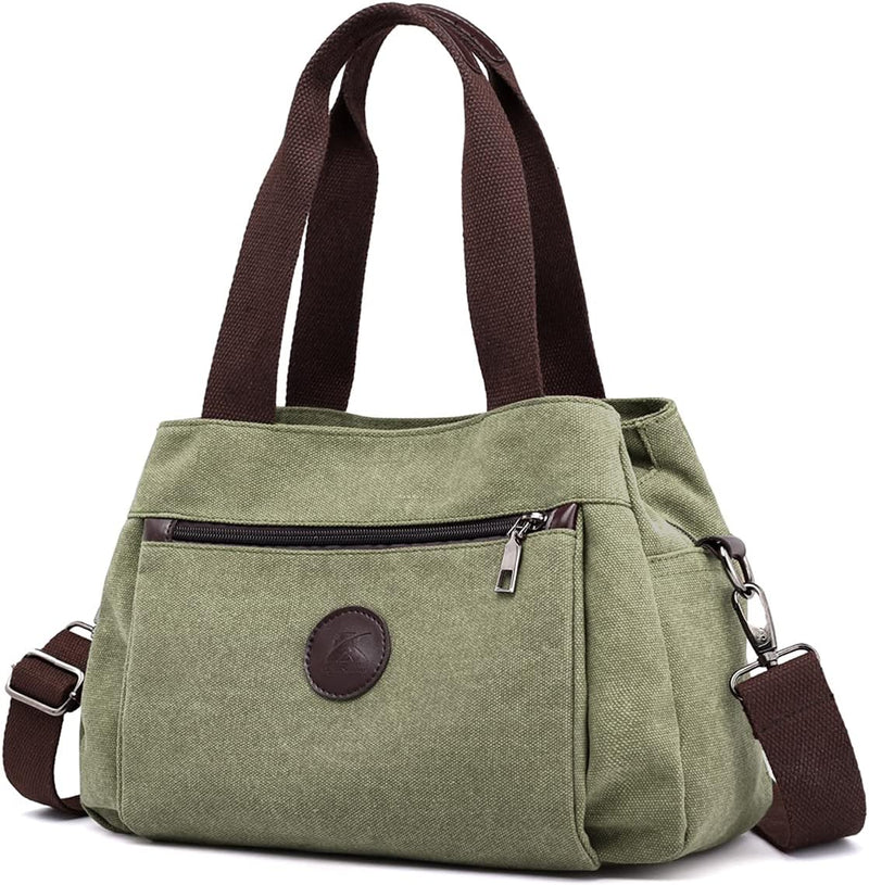 Hobo Handbags Light Nylon Crossbody Bag for Women, Multi Compartment Tote Purse Bags - Olive - Medium