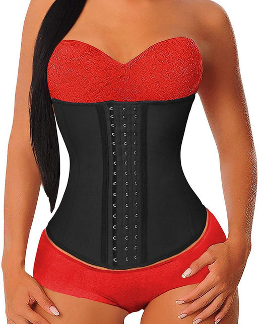 Waist Trainer Women 4 Hooks Latex Tummy Control Corset Body Shaper Cincher Girdle For Slimming Sport - Black