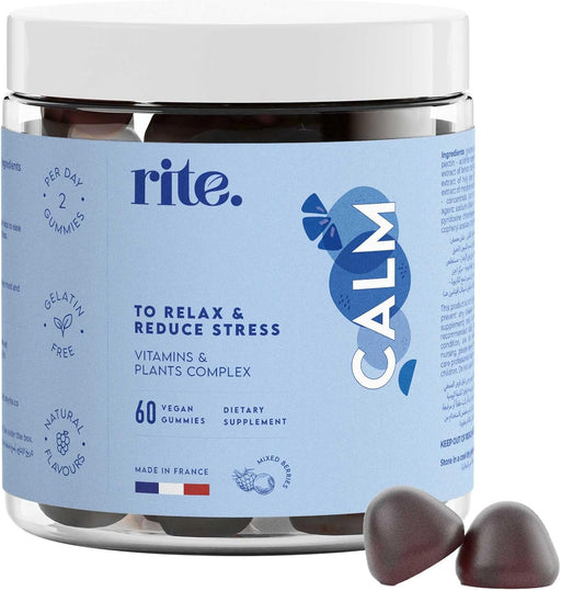 CALM Vegan Vitamin Gummies Adaptogens Botanicals, L-Theanine, Vitamin B6, Vitamin E Reduce stress, support better sleep, improve mood 60 Vegan Gummies Delicious Natural berries flavour