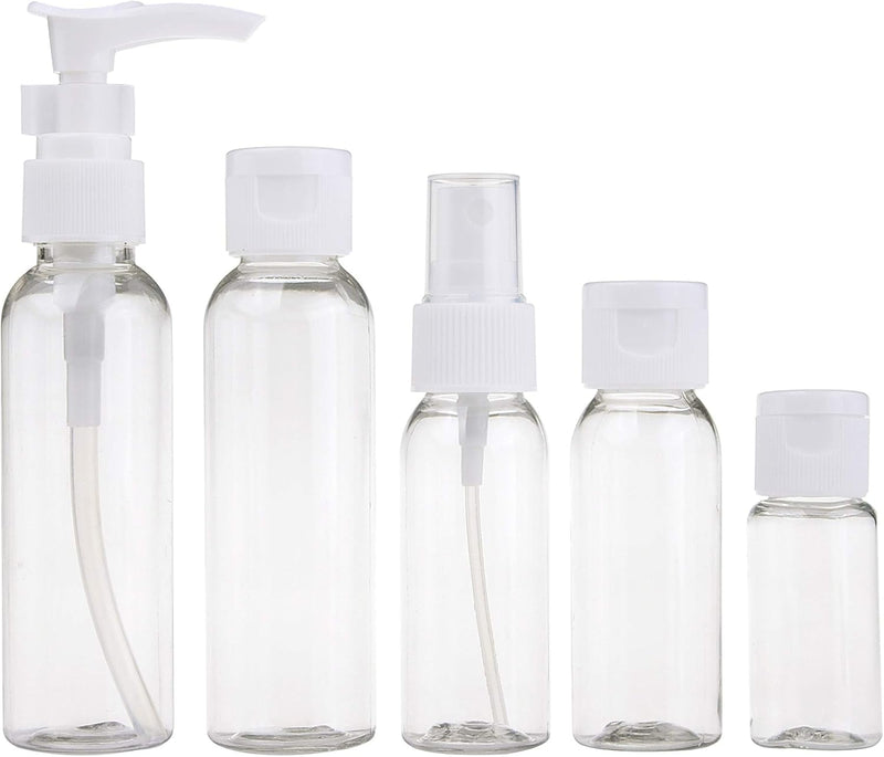 Travel Bottle Set - Refillable - TSA/Airline Approved - 12 Bottles and Jars - 3 Tools (Pipette, Funnel and Mini Spatula) - For Downsized Portions of Your Favorite Cosmetics, Lotions and Creams