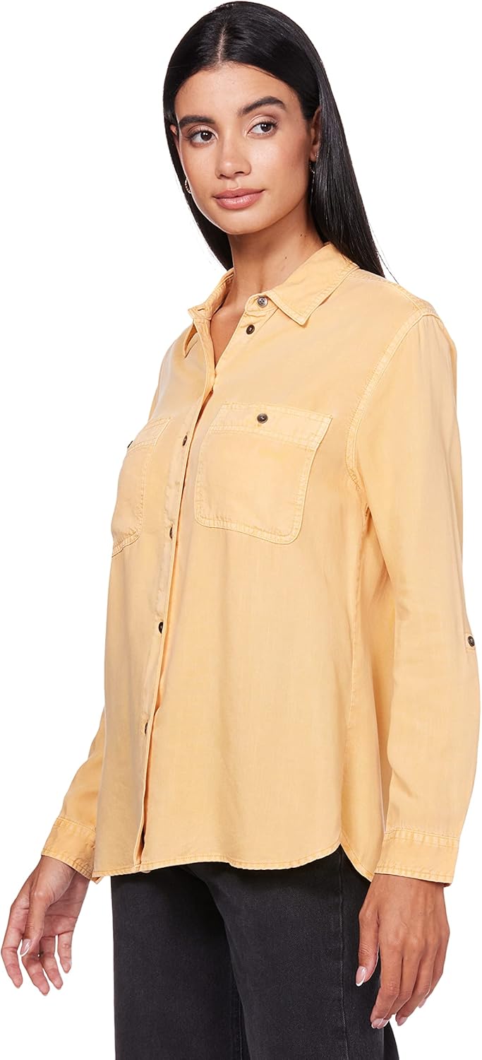 Women Button-Up Shirt - Orange
