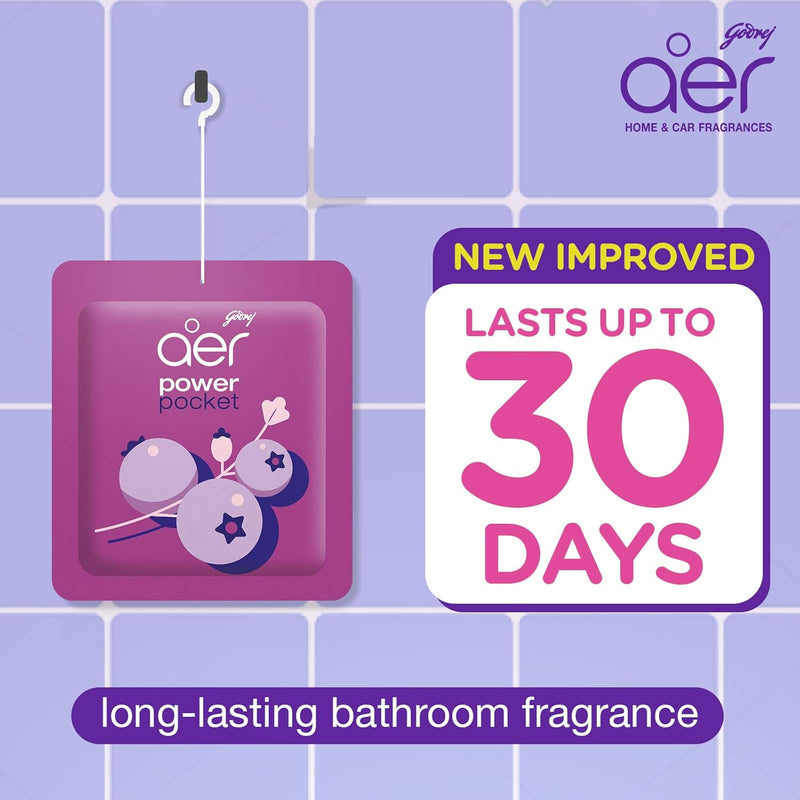 Godrej aer Power Pocket Air Freshener- Bathroom And Toilet Lasts Up To 30 Days Assorted Pack Of 5 (50G), Multicolour, 40017848 - Floral 10 g (Pack of 5)