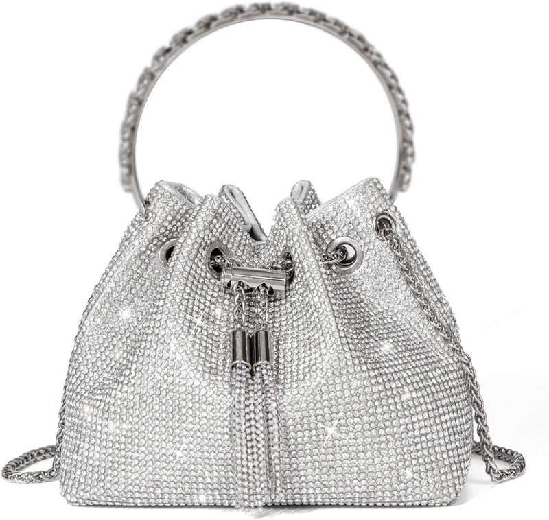 Bling Crystal Rhinestone Purse for Women Sparkly Clutch Handbag Crossbody Bag for Evening Wedding Party Prom - 1-silver