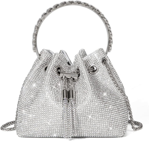 Bling Crystal Rhinestone Purse for Women Sparkly Clutch Handbag Crossbody Bag for Evening Wedding Party Prom - 1-silver
