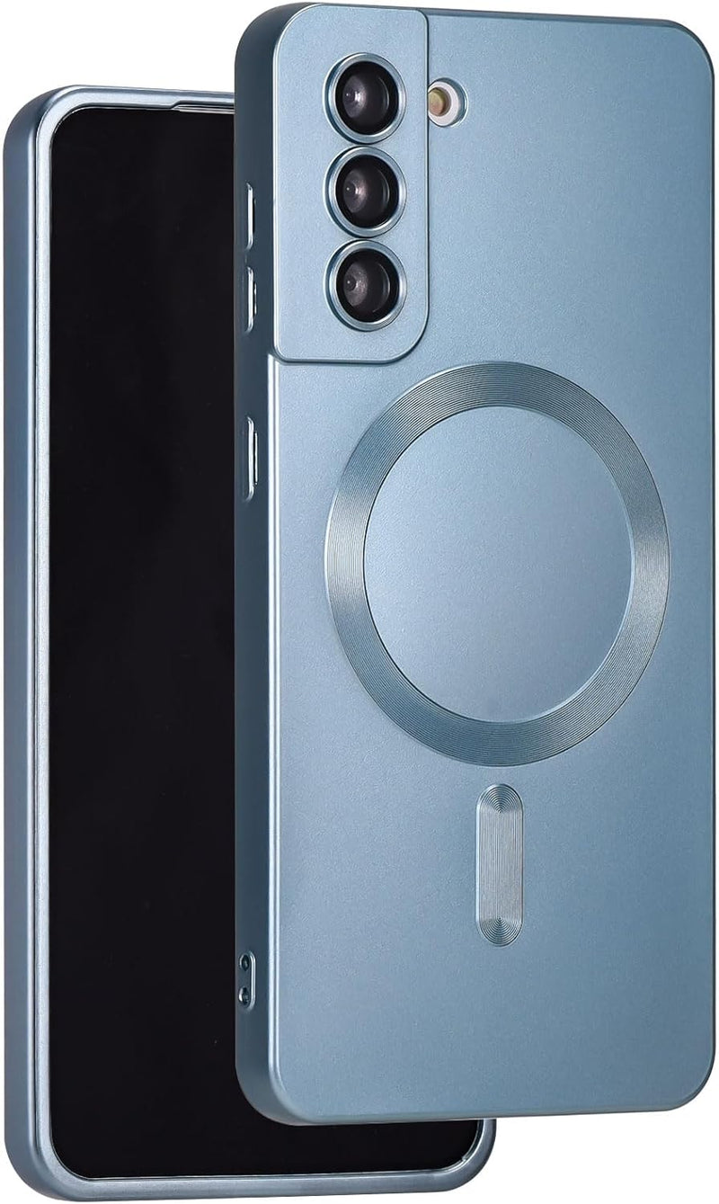 Magnetic for Samsung Galaxy S23 Ultra Case,Soft Silicone Samsung S23 Ultra Phone Case with Camera Protection,Anti-Fingerprint Samsung Galaxy S23 Ultra Case Compatible with MagSafe, Red - S22 Blue