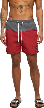 mens Block Swim Shorts Swim Trunks - Brickred/Dark Shadow